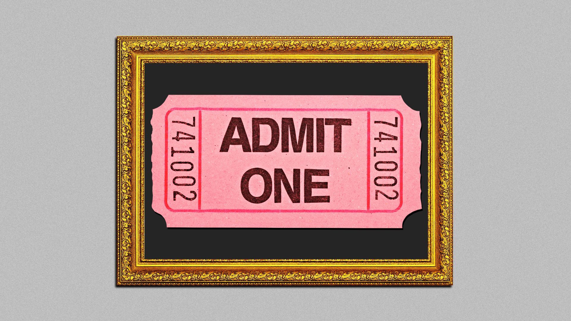 Illustration of a framed admission ticket. 