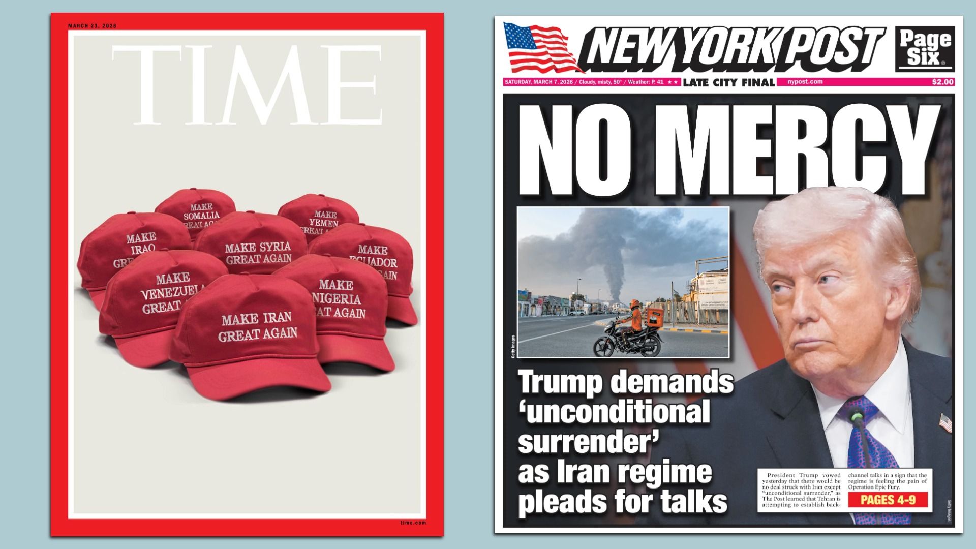 Covers of the new TIME, today's N.Y. Post