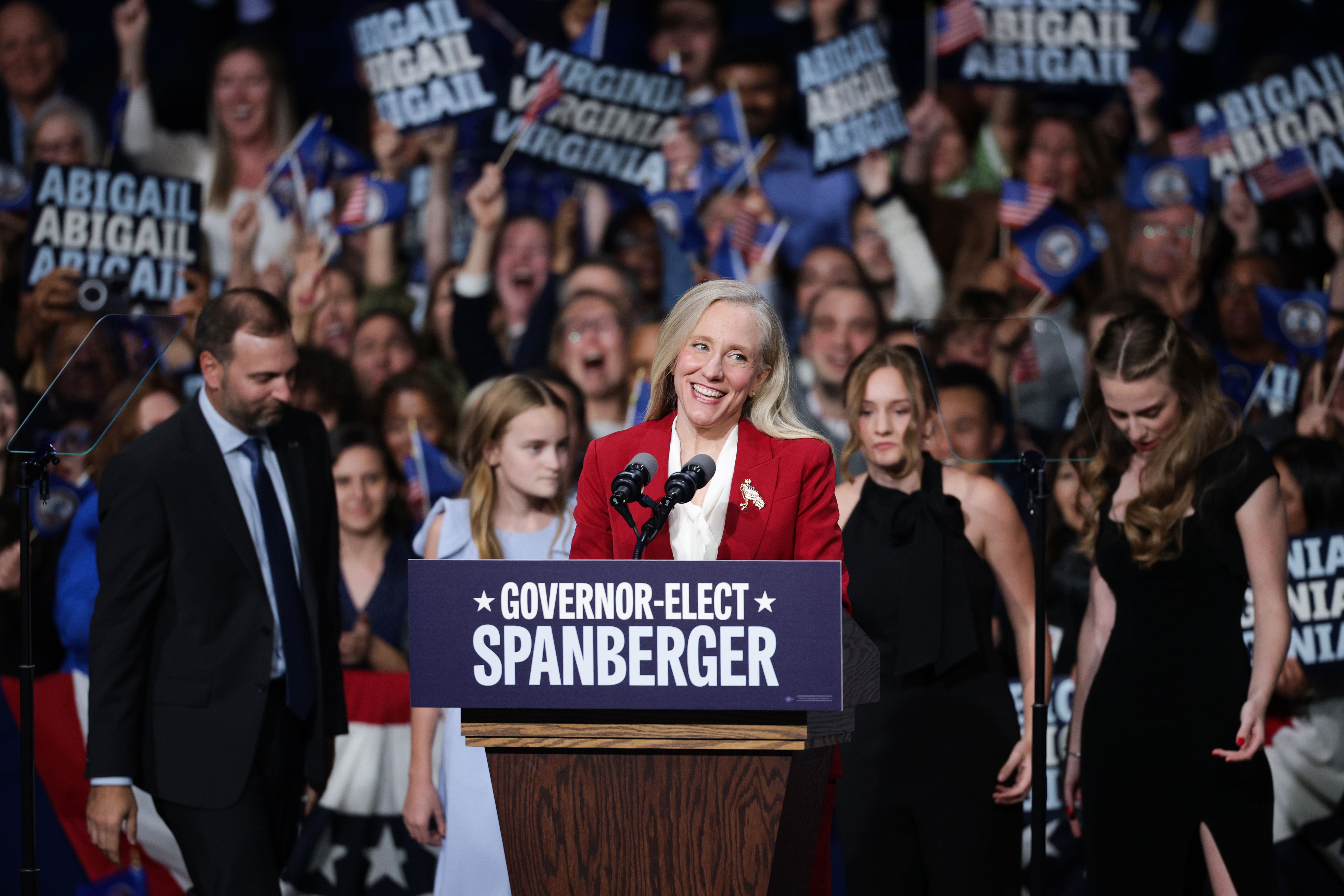 Virginia Gov.-elect Abigail Spanberger speaks at her election night party in Richmond, Va.