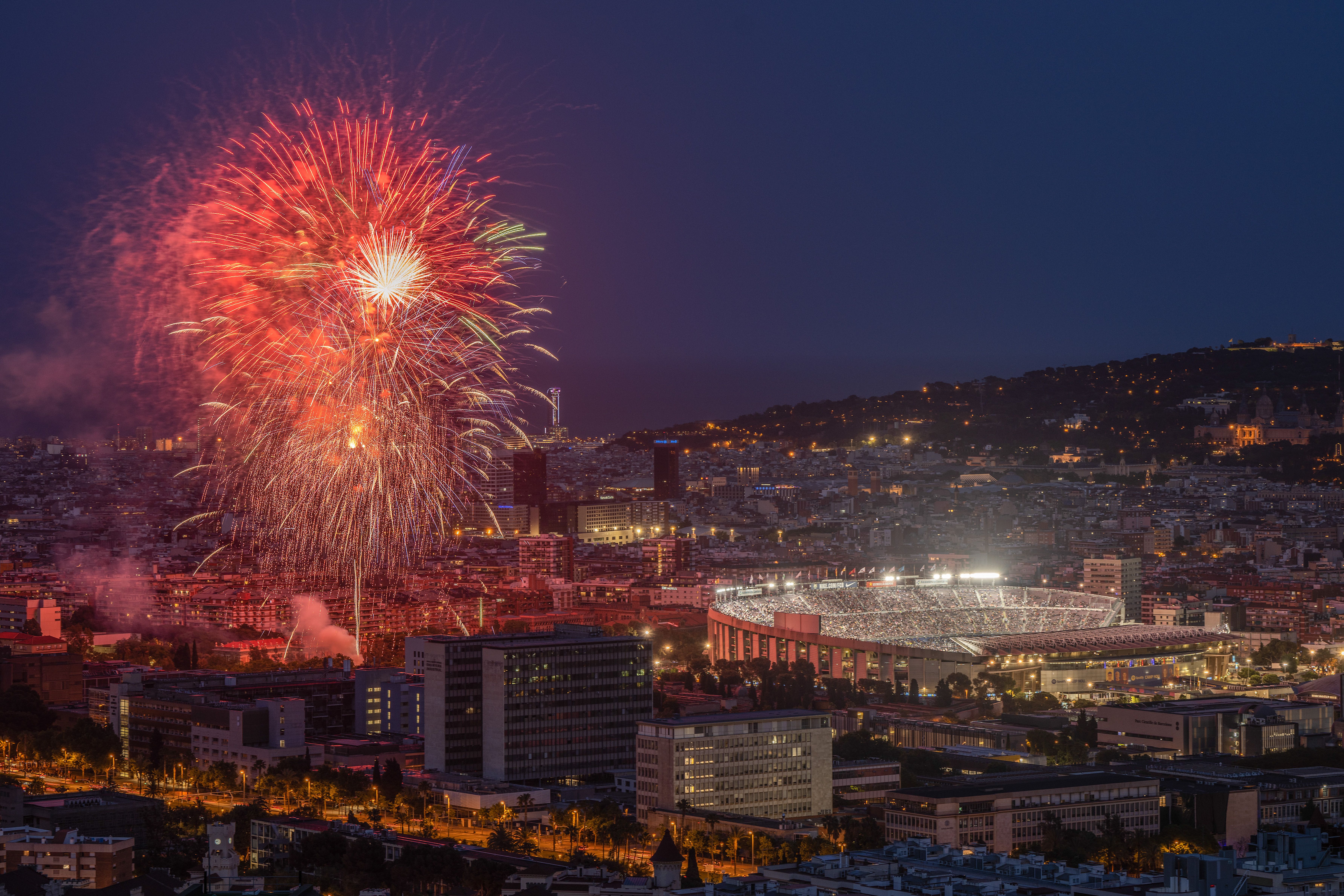 fireworks over barcelona