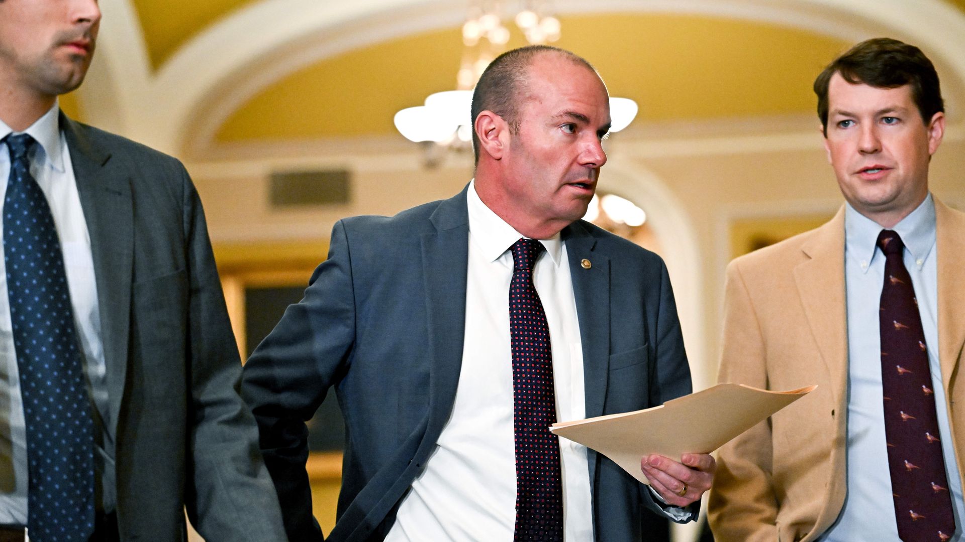 Sen. Mike Lee, a Republican from Utah arrives for the Senate Republican leadership vote at the US Capitol 