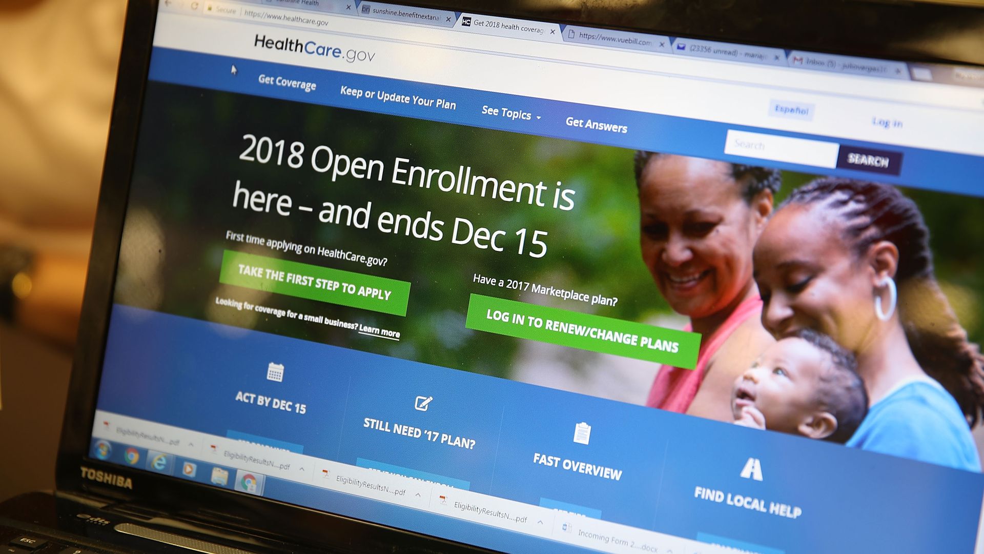 a computer showing the HealthCare.gov website