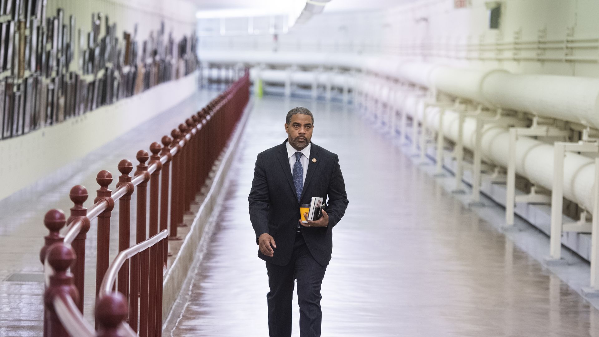 Rep. Steven Horsford is seen walking through a tunnel between the Capitol and congressional office buildings.