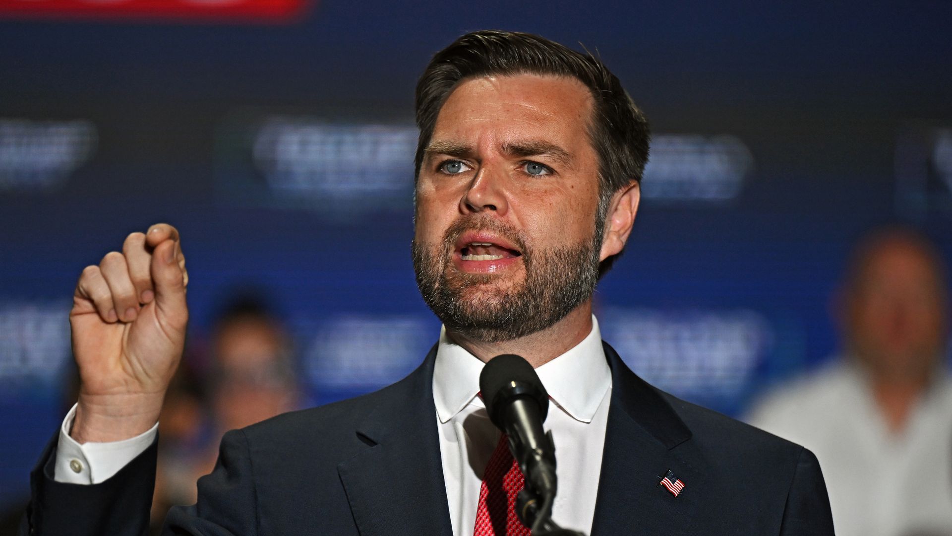 PHILADELPHIA, PENNSYLVANIA - AUGUST 6: Republican Vice Presidential Candidate Sen. JD Vance (R-OH) delivers remarks during a campaign rally at 2300 Arena on August 6, 2024 in Philadelphia, Pennsylvania