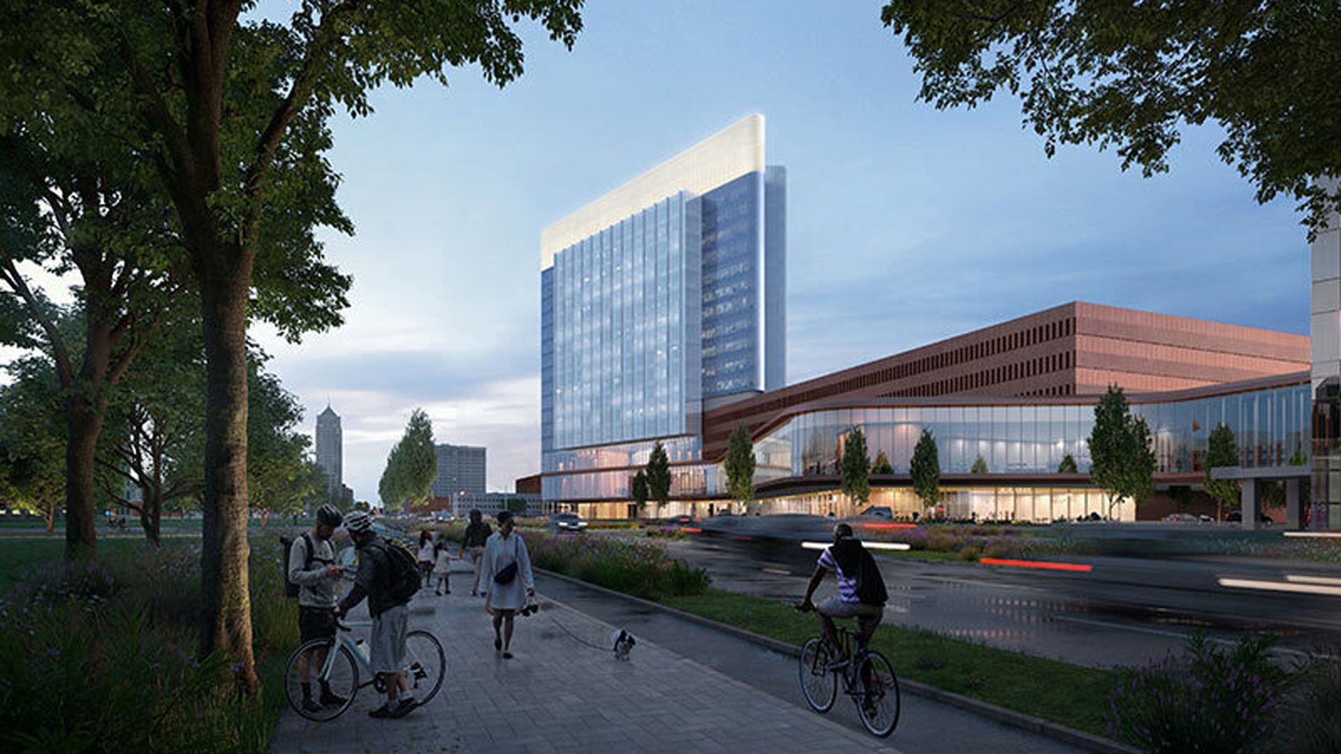 Rendering of Henry Ford Health's planned medical facility and patient tower.