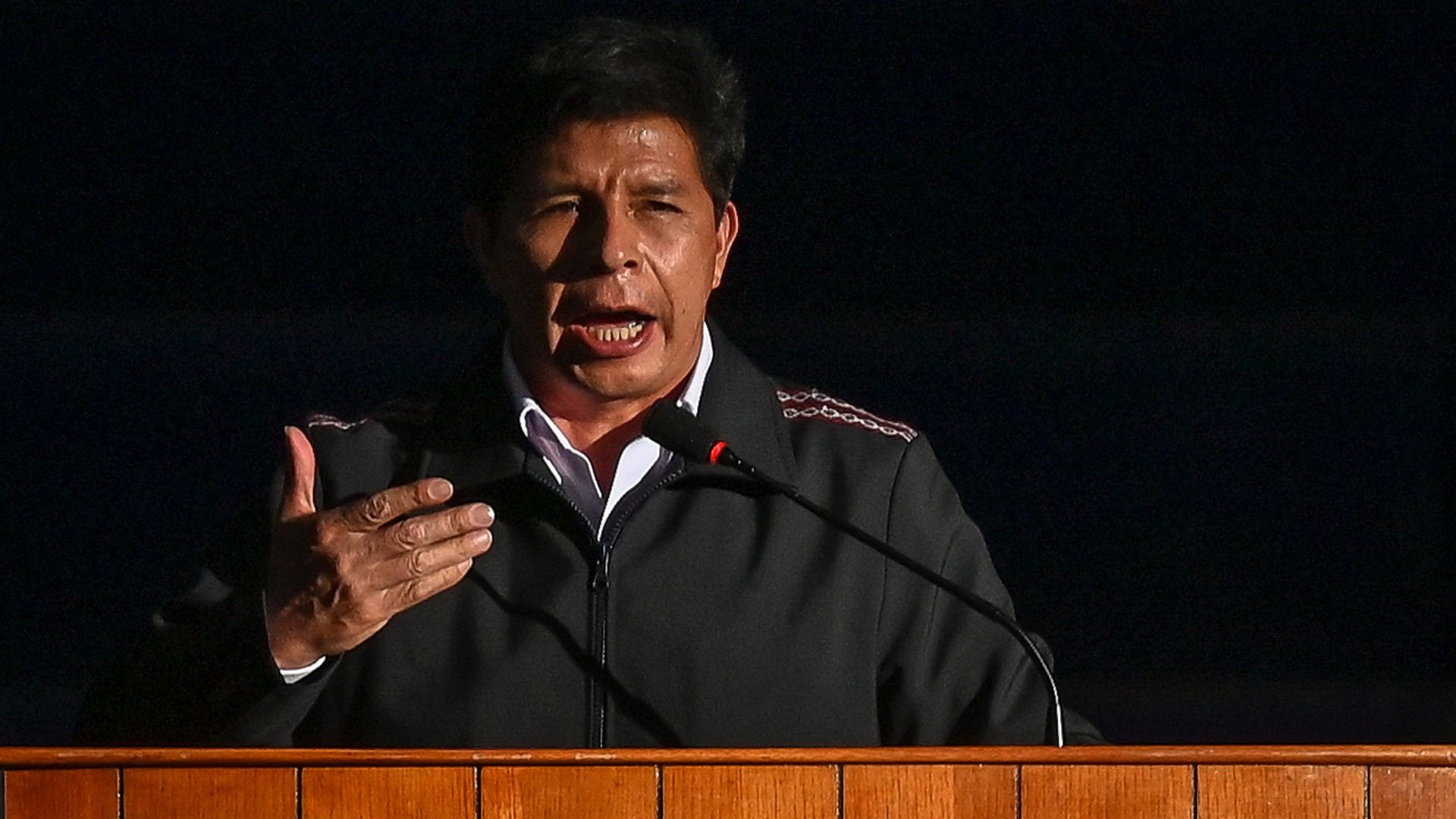 Pedro Castillo, the former President of Peru, speaks during an event in Lima earlier this year.