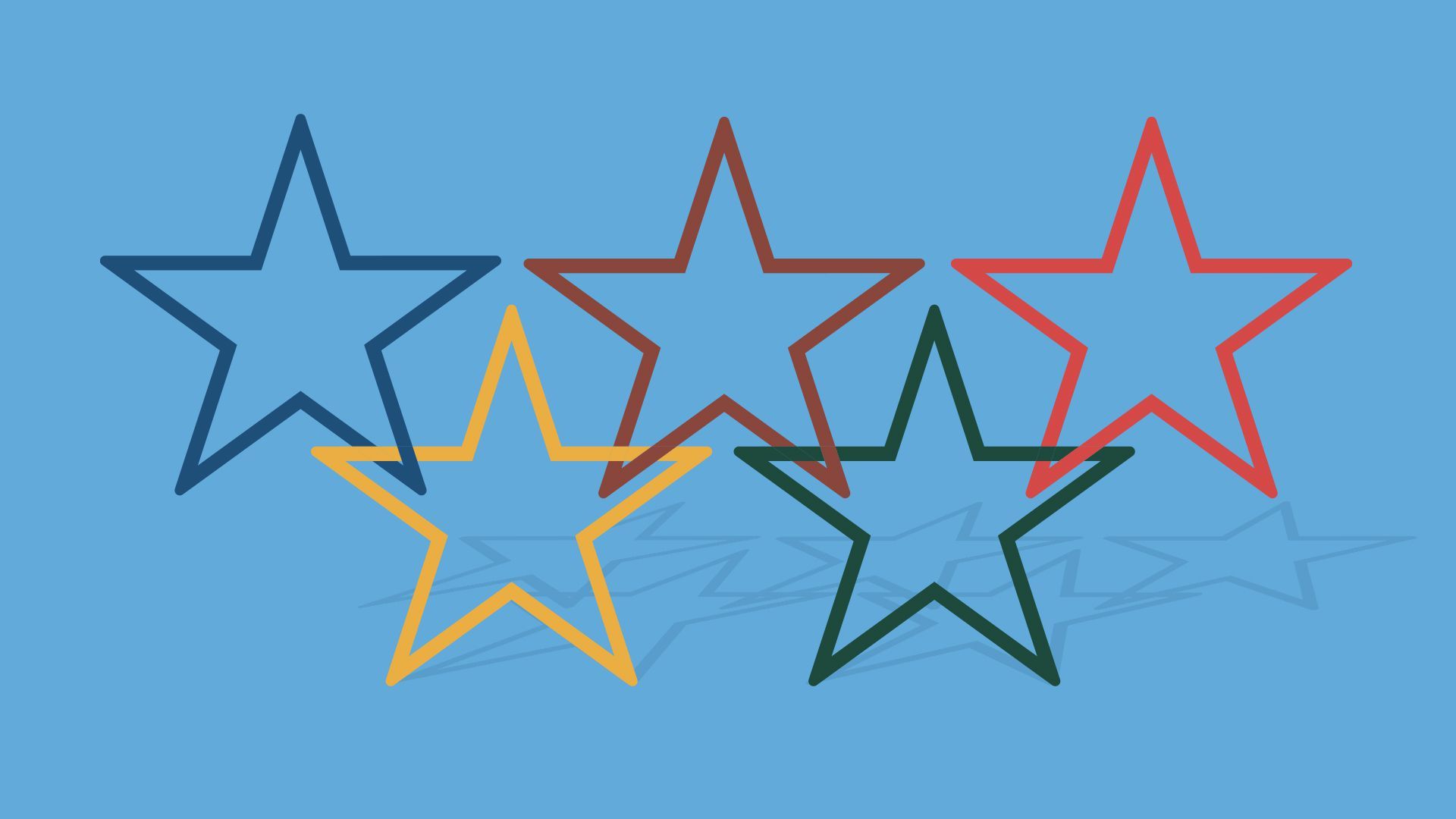 Illustration of the Olympic rings stylized as stars. 