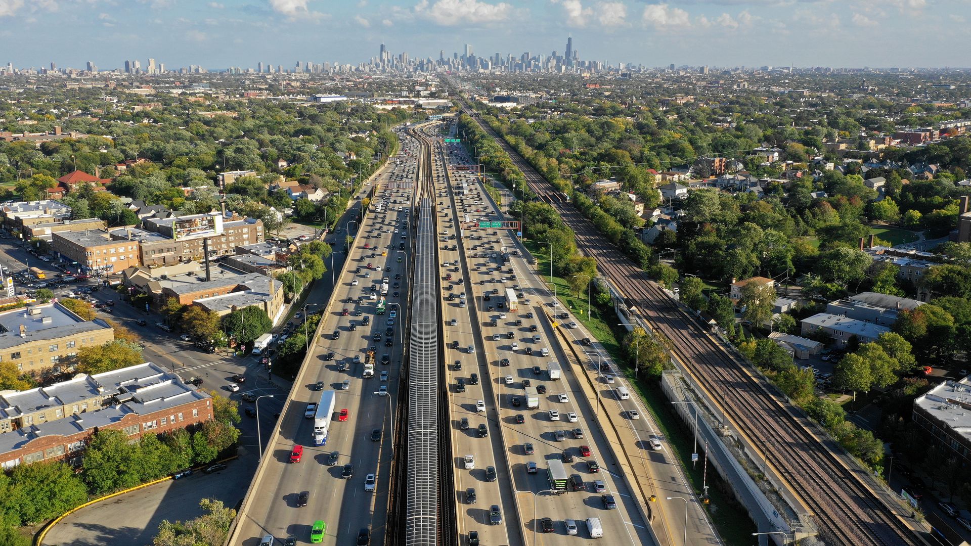 Photo of expressway traffic in Chicago.