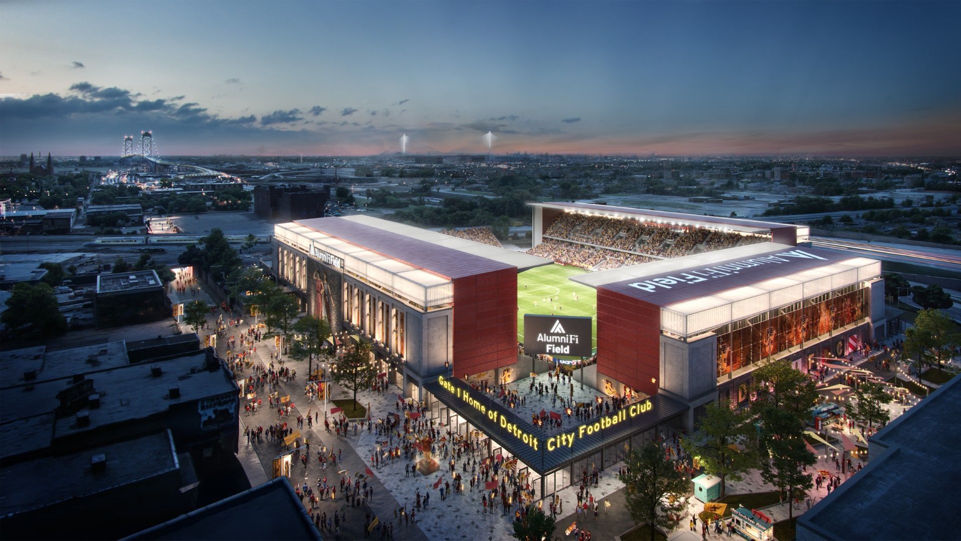 A rendering of Detroit City FC's new stadium. 
