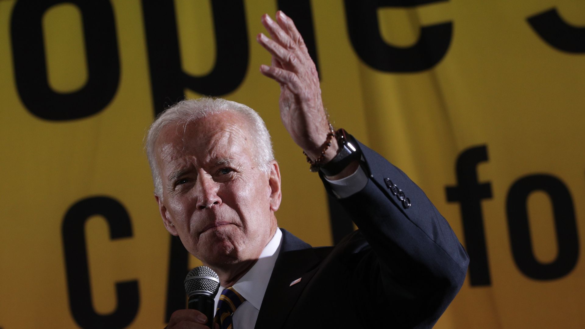 Former Vice President Joe Biden gives a speech.