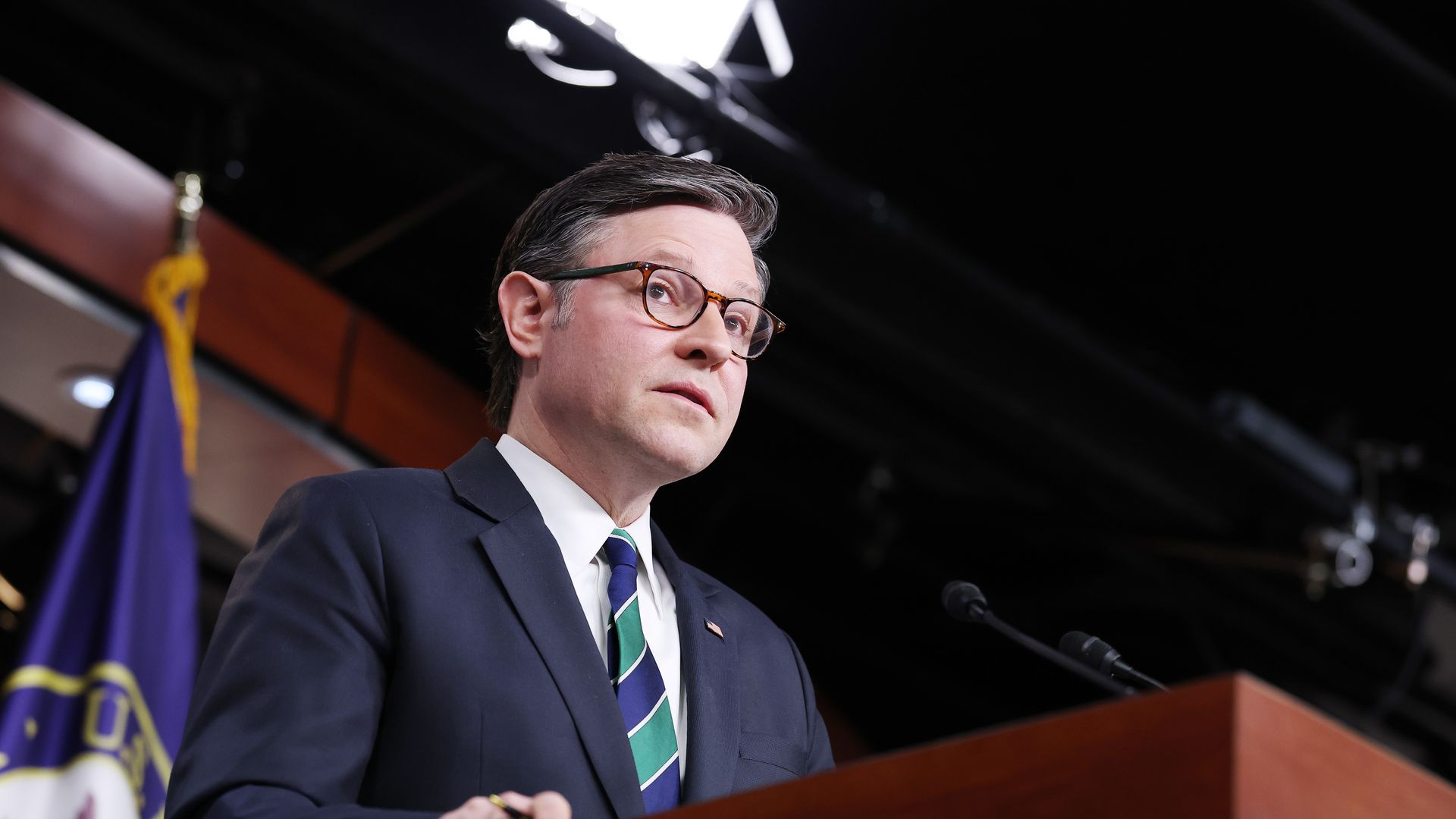 House Speaker Mike Johnson during a Capitol Hill news conference on March 17. 