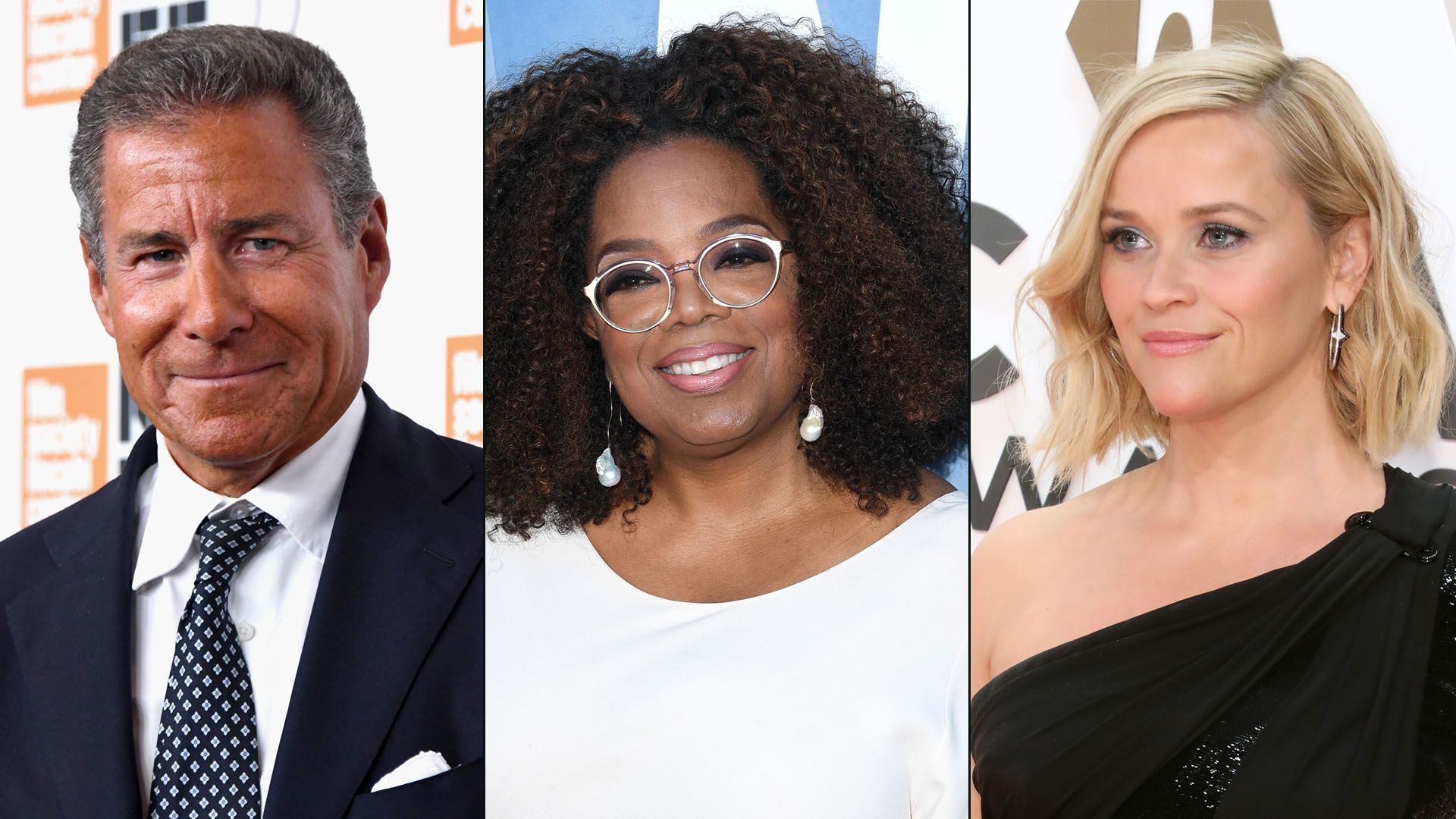 A photo montage of former HBO chief Richard Plepler, Oprah Winfrey and Reese Witherspoon