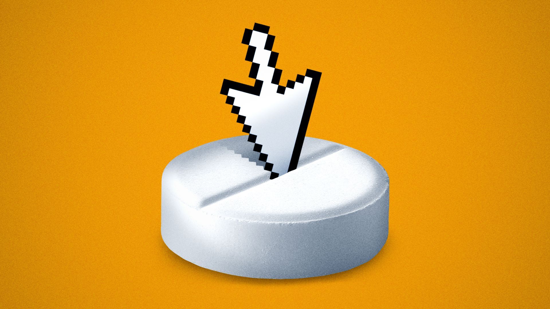 Illustration of an arrow cursor stuck in a pill.