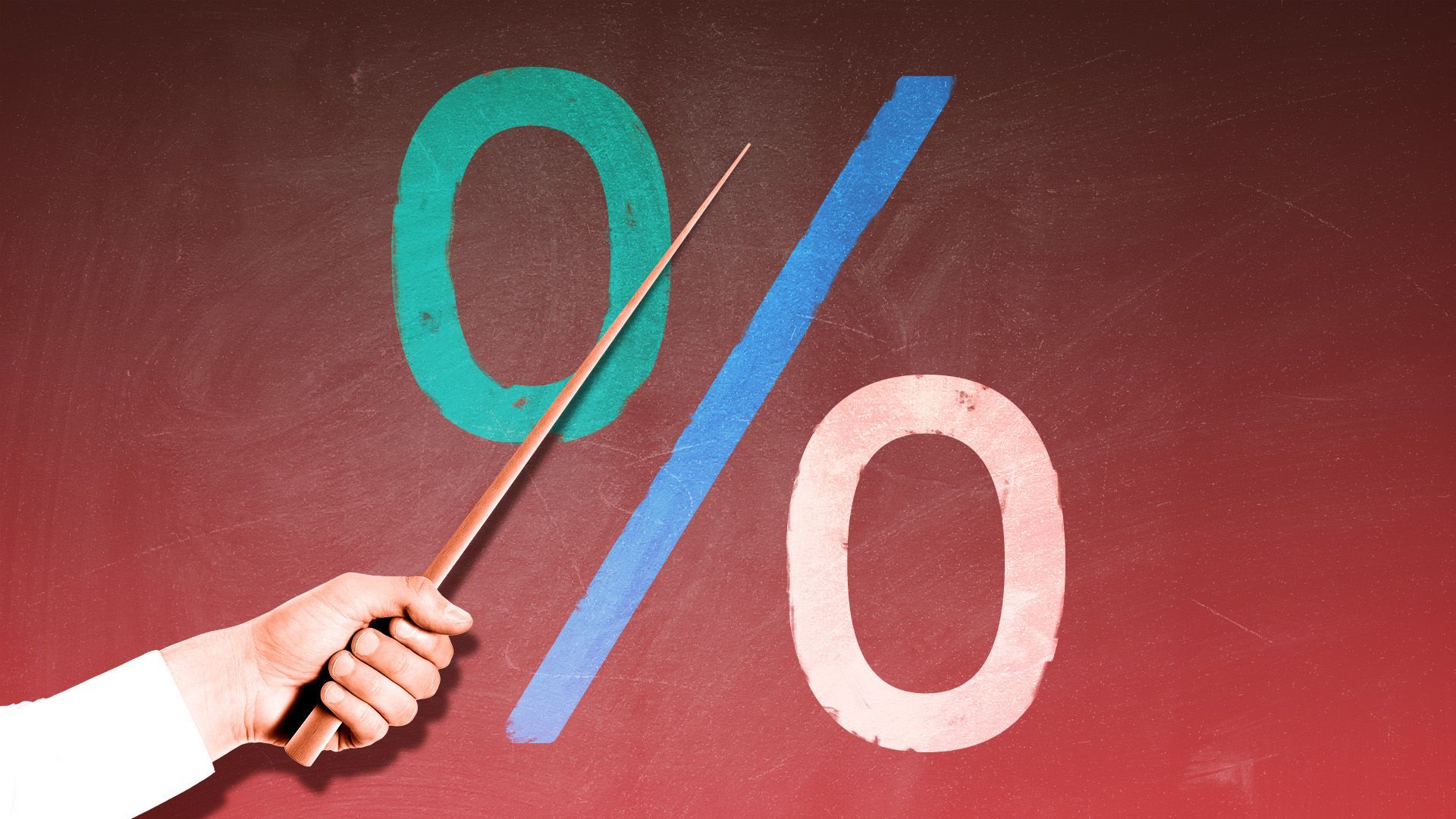 Illustration of a hand pointing to a percent sign on a chalkboard