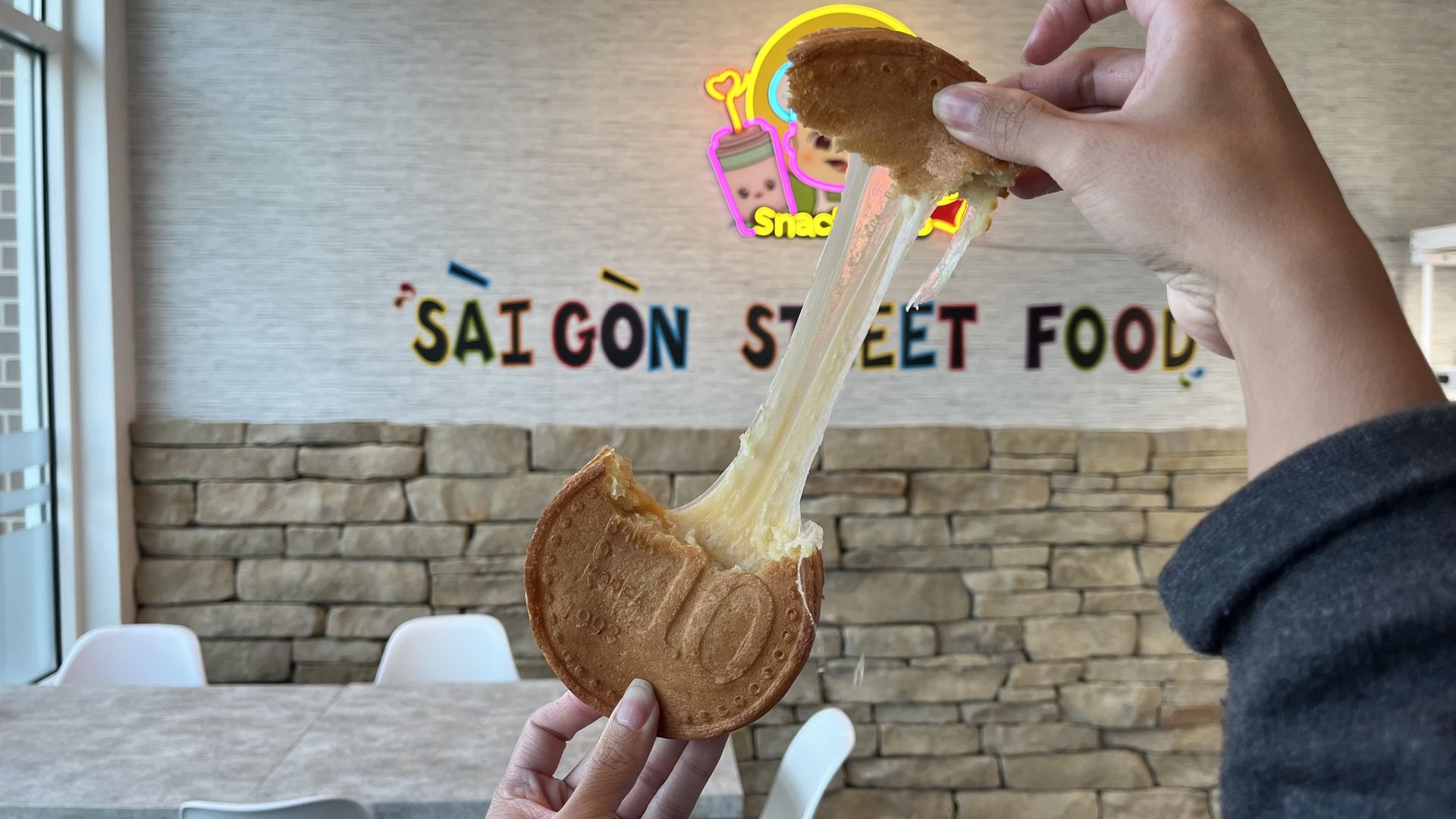 A cheesy coin stretched out