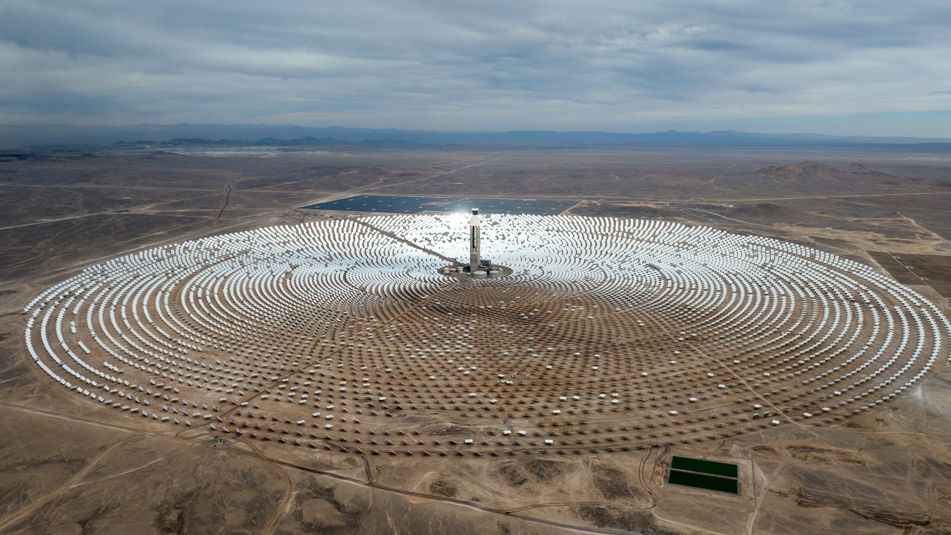 The Cerro Dominador concentrated solar power plant sits atop Chile's Atacama Desert
