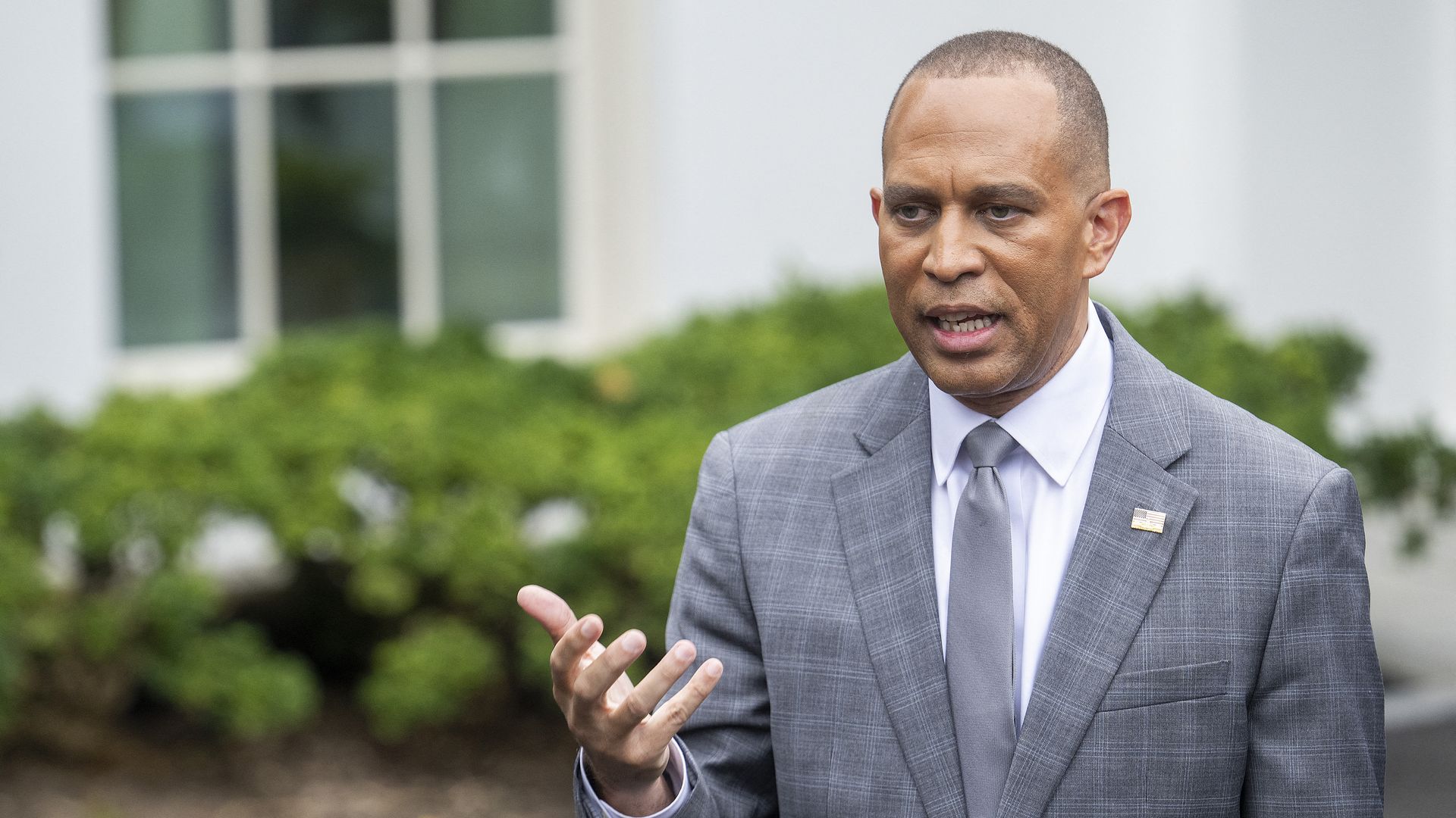 Leader Jeffries speaking outside the White House to reporters 