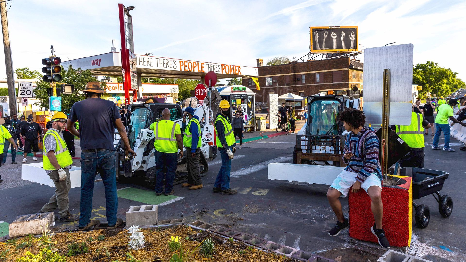 Crews clear structures from George Floyd Square in Minneapolis.