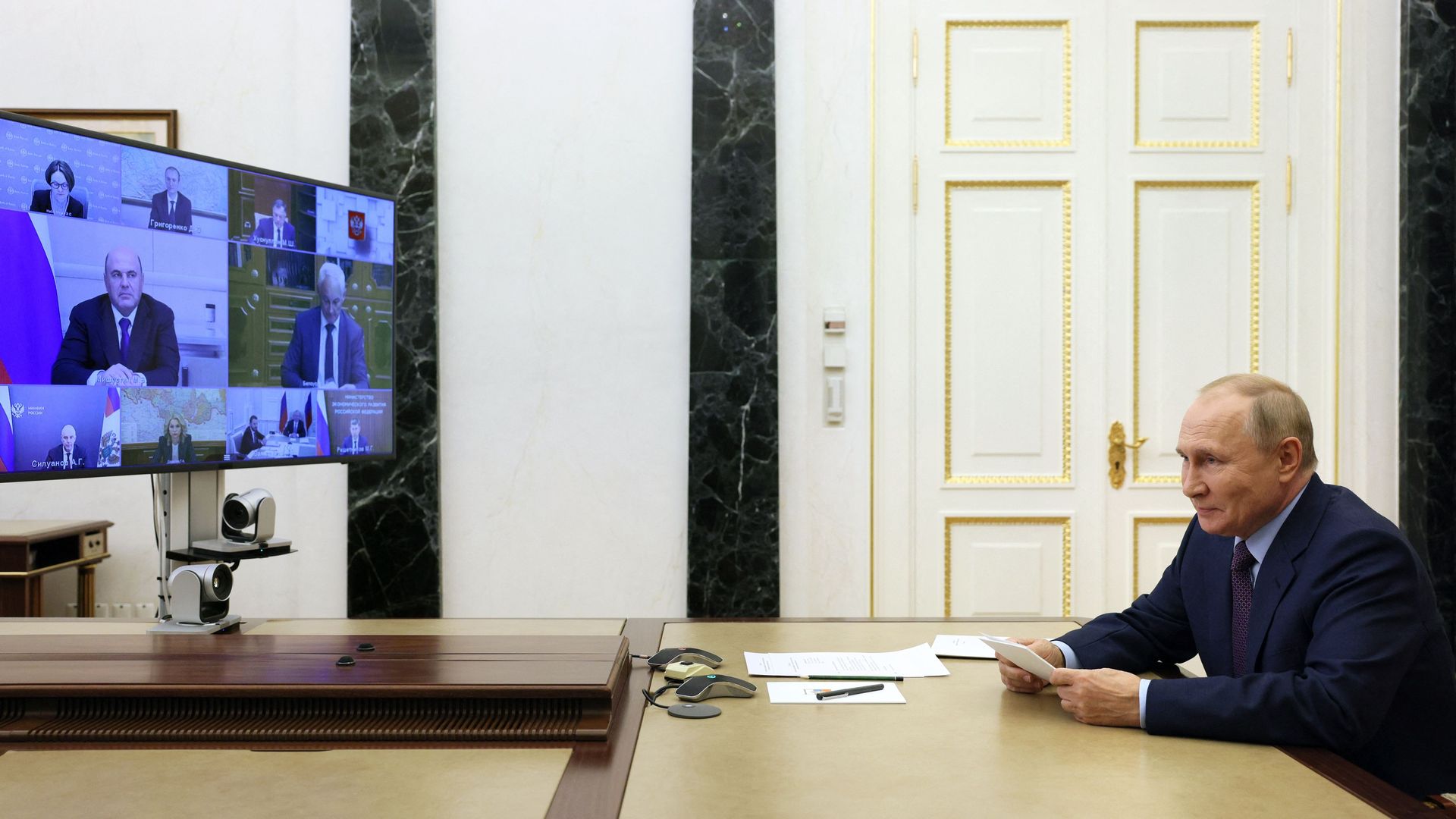 Russian President Vladimir Putin chairs a meeting on economic issues 