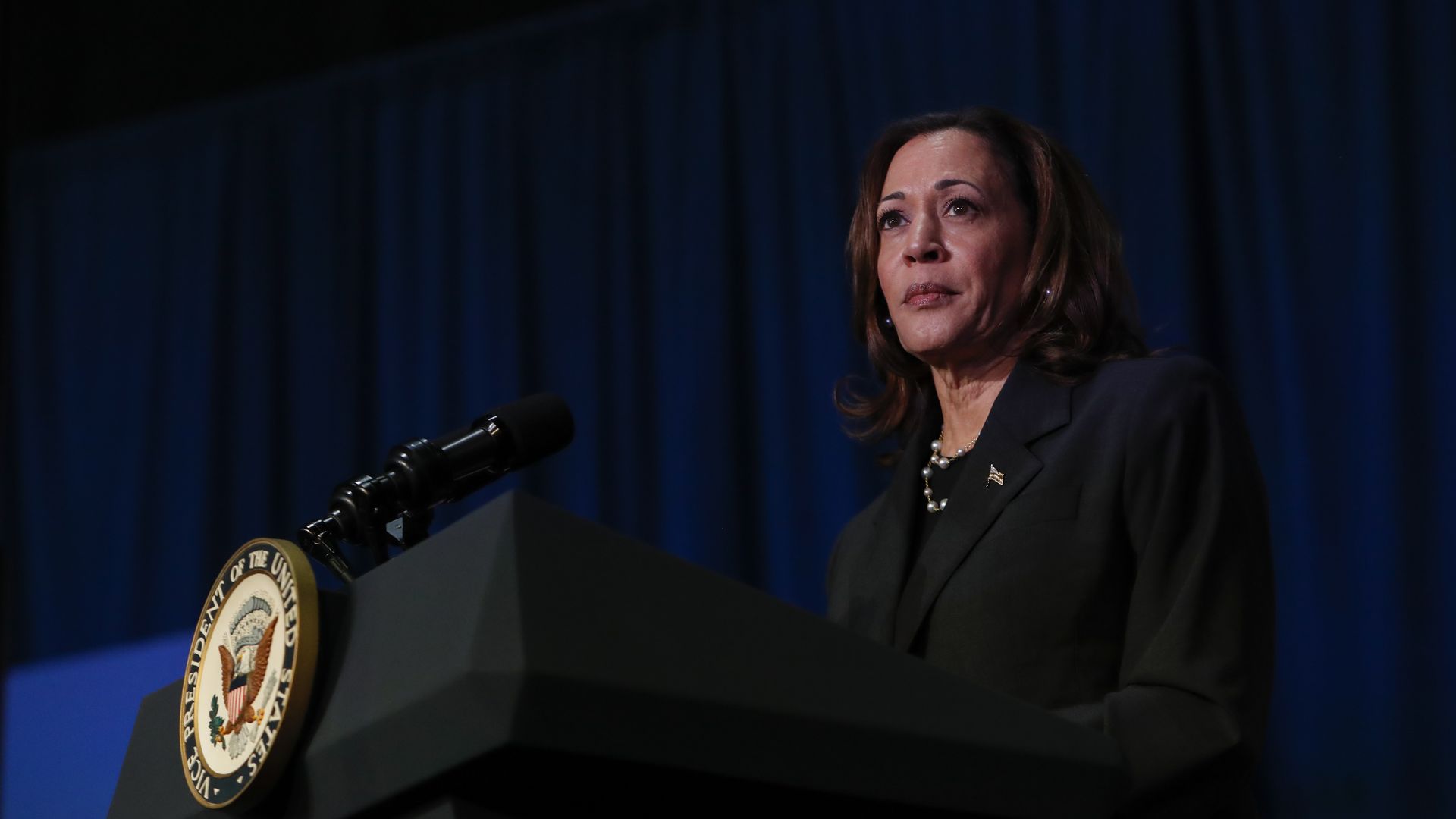 Kamala Harris standing at a podium