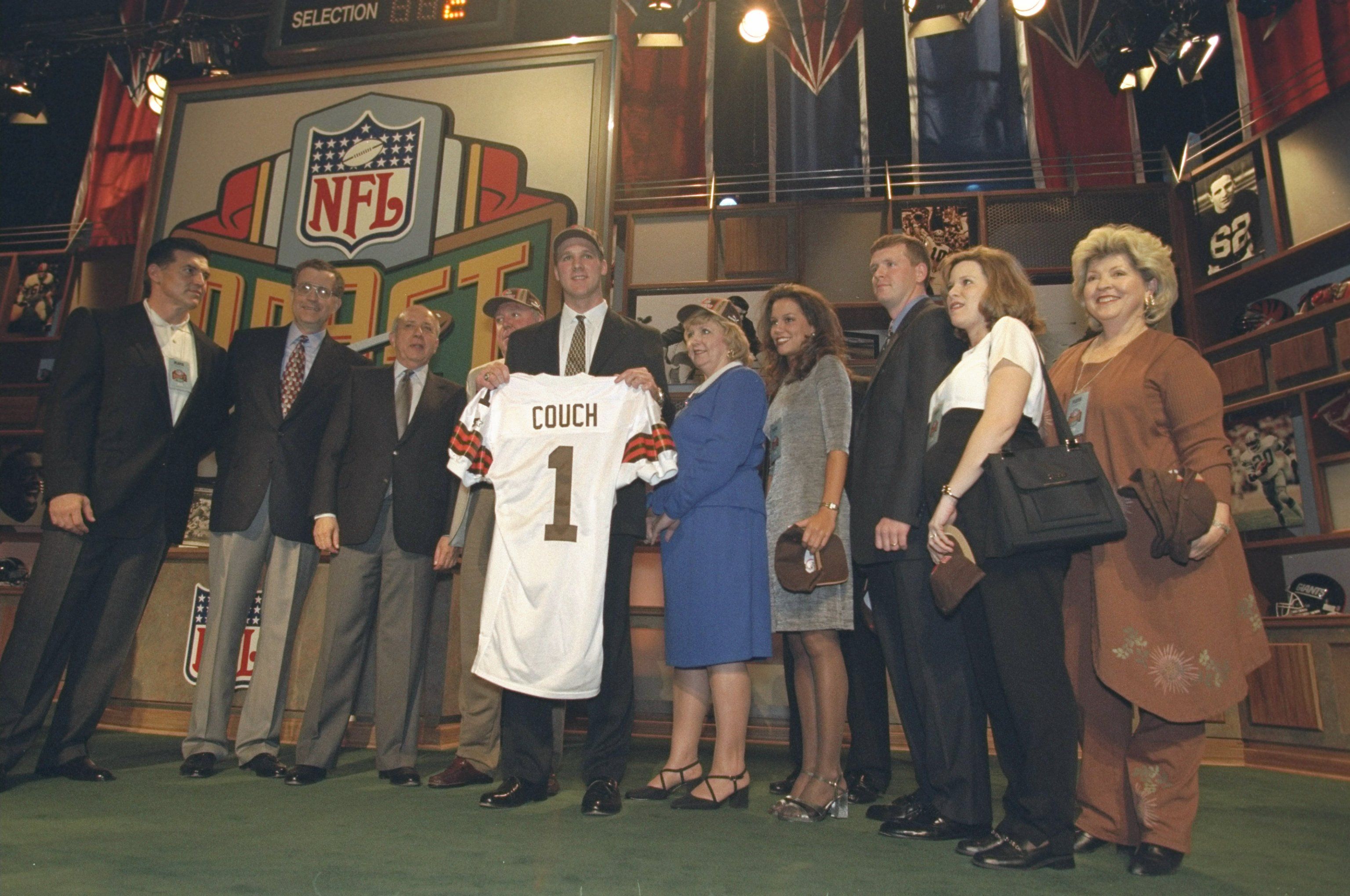 Tim Couch poses on draft night