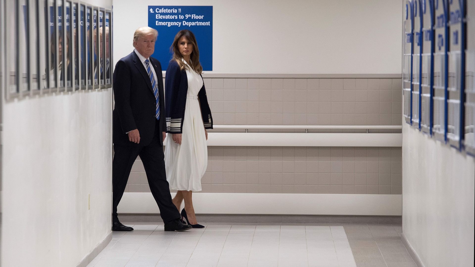 President Trump and the First Lady at a Florida hospital