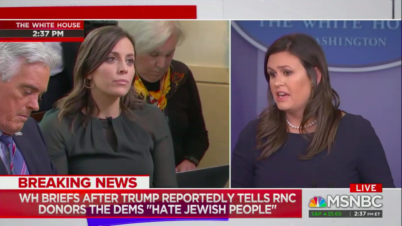 Sarah Sanders refuses to say whether Trump believes Democrats hate Jews