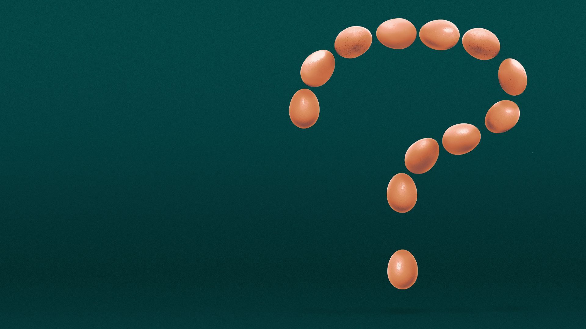 Illustration of a question mark made out of eggs.
