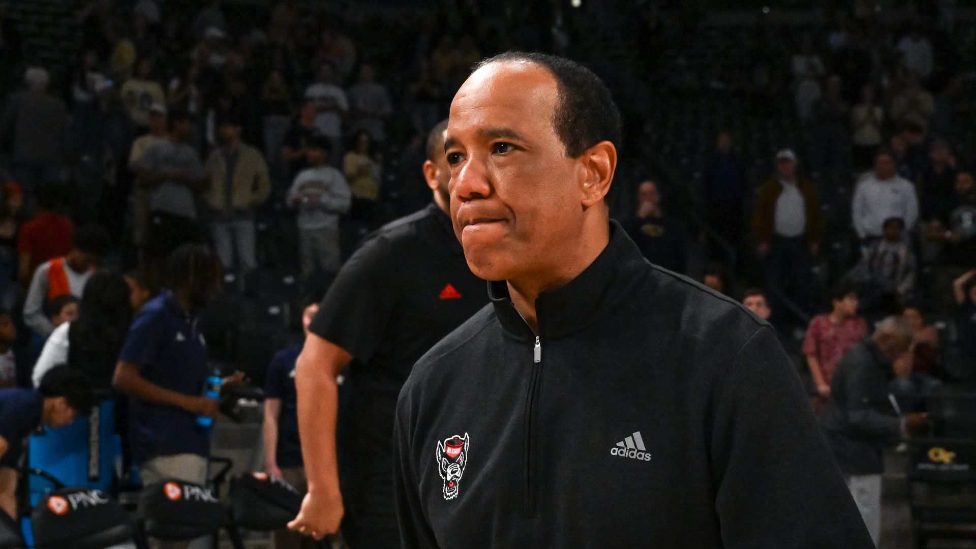 ATLANTA, GA MARCH 01: North Carolina State head coach Kevin Keatts reacts following the conclusion of the college basketball game between the North Carolina State Wolfpack and the Georgia Tech Yellow Jackets on March1st, 2025 at Hank McCamish Pavilion in Atlanta, GA. (Photo by Rich von Biberstein/Ic