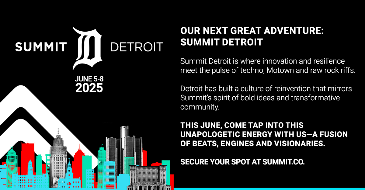 A graphic describing Summit Detroit as an event "where innovation and resilience meet the pulse of techno..."
