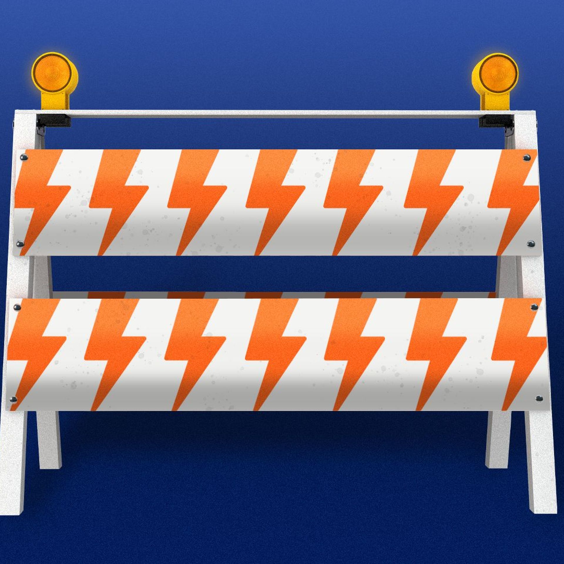 Illustration of a road barrier with lightning bolts for stripes