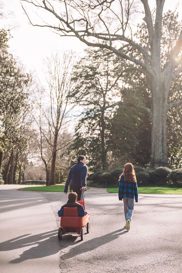 Family walk on Hermitiage