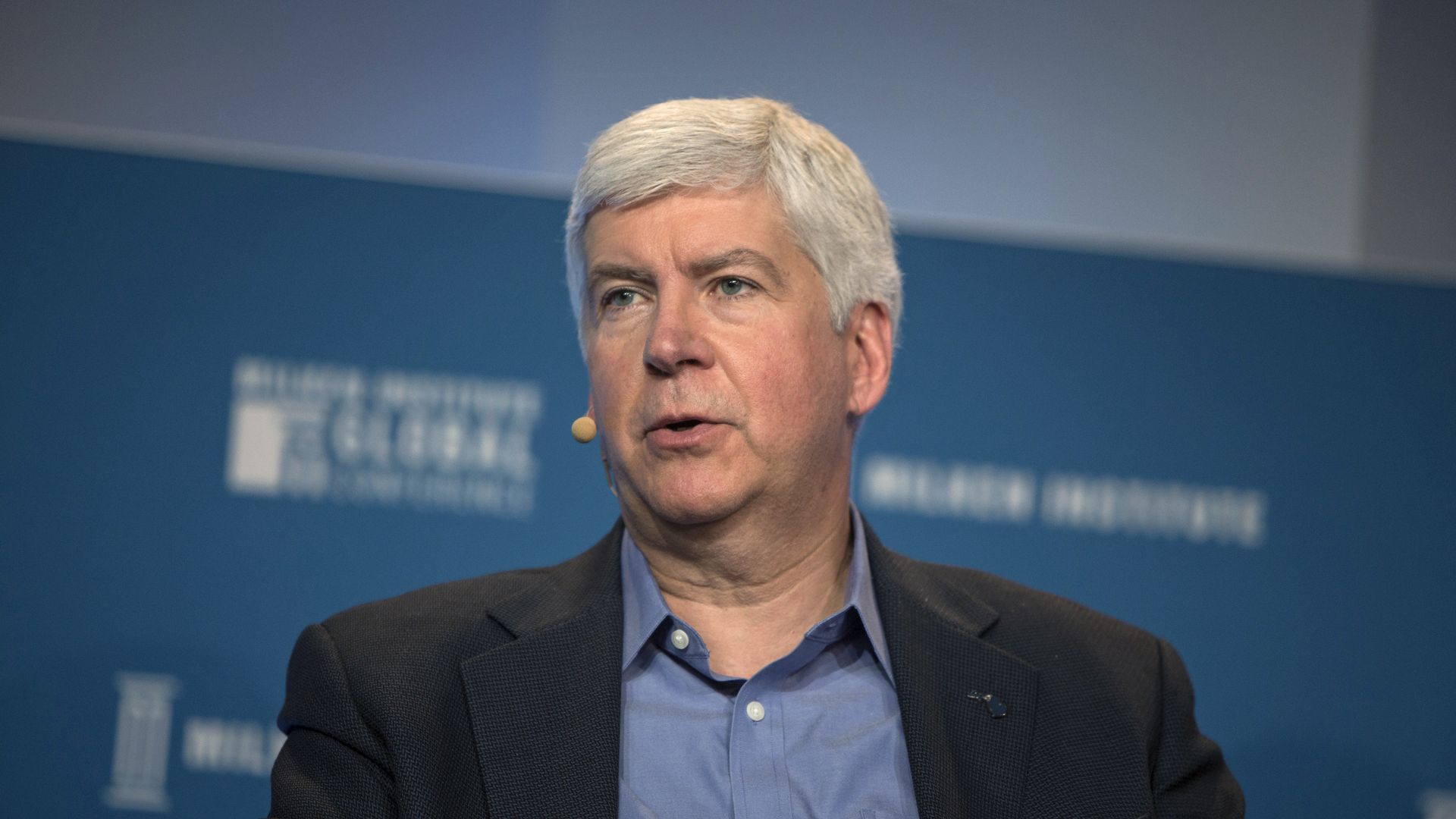 Rick Snyder, governor of Michigan, speaks during the Milken Institute Global Conference in Beverly Hills, California, U.S., on Monday, April 30, 2018.