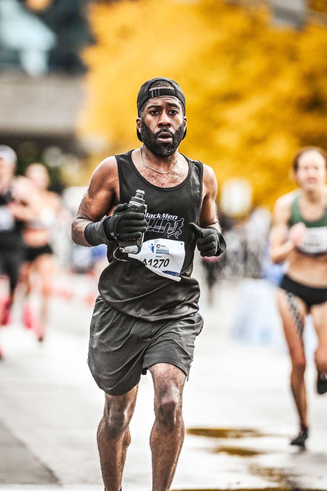 C.J. Langley running the Indianapolis Monumental Marathon. 