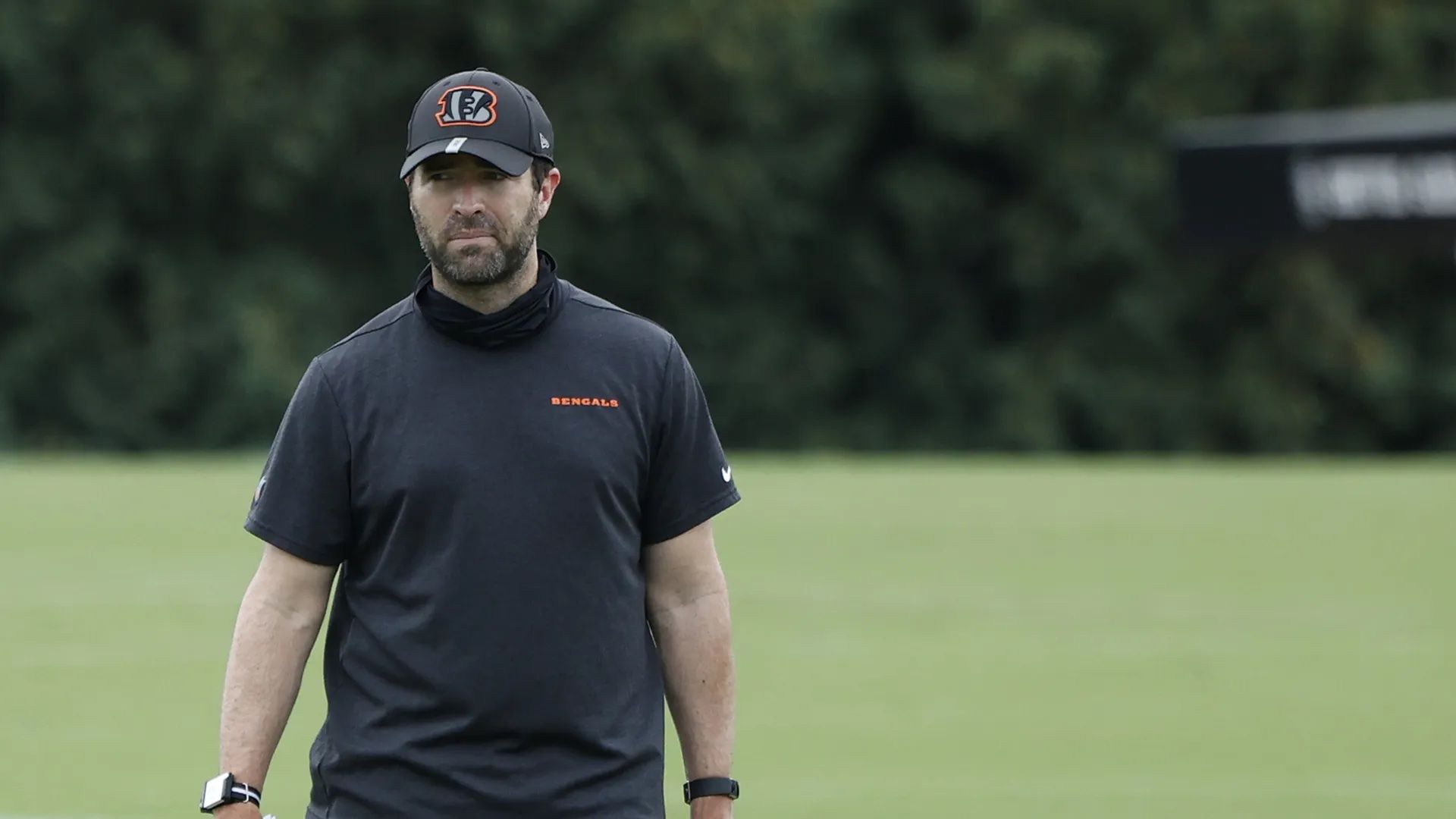 Coach Brian Callahan on the field during practice.