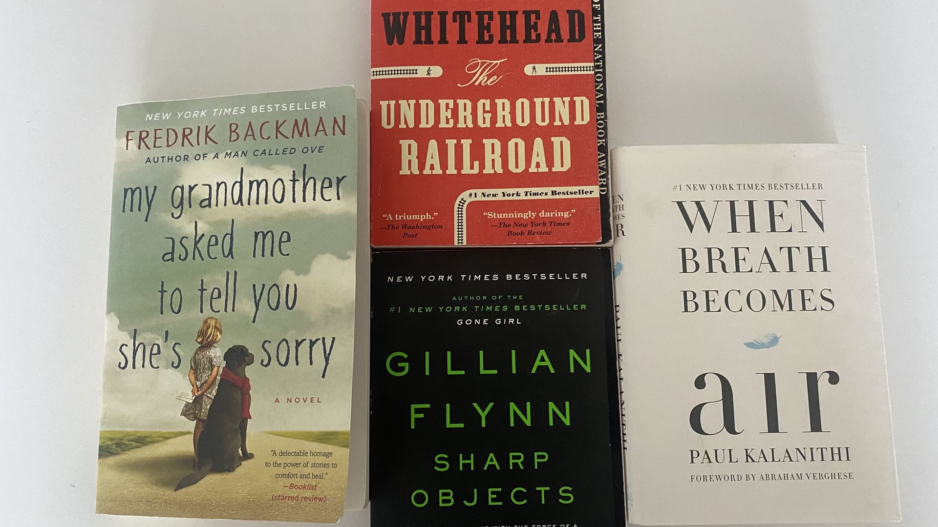 A picture of four books