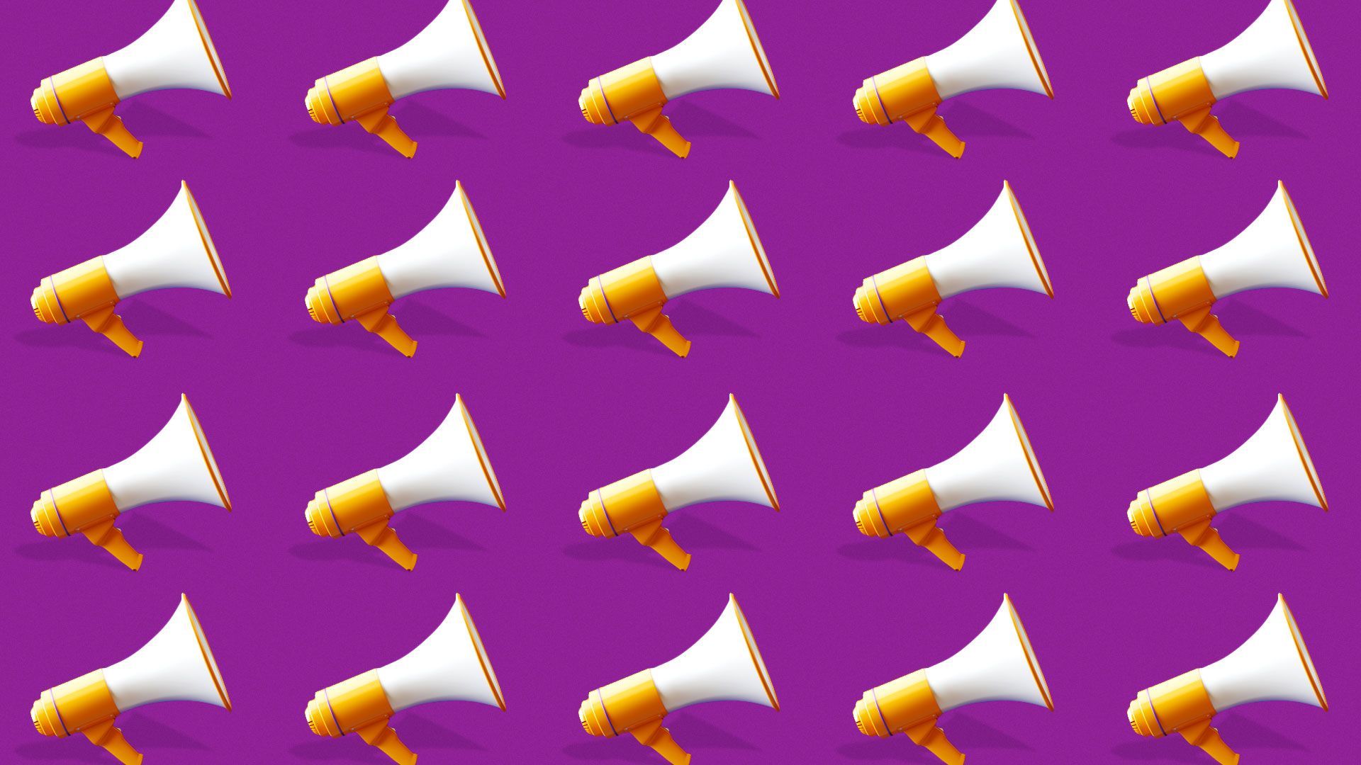 Illustration of a repeating megaphone pattern.