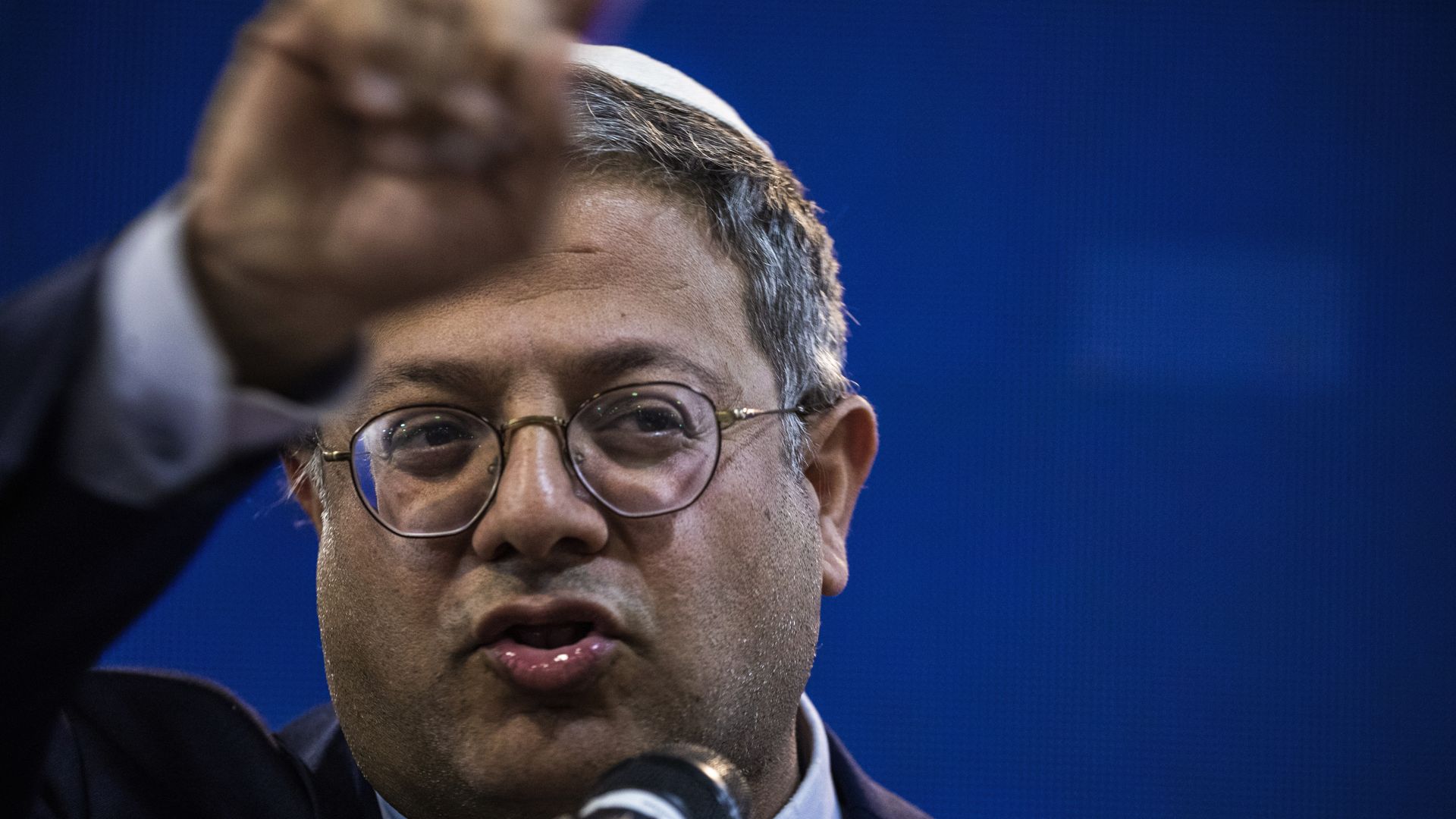 tamar Ben Gvir, leader of the Israeli far-right Otzma Yehudit (Jewish Power) party, speaks during a memorial ceremony for late controversial Rabbi Meir Kahane