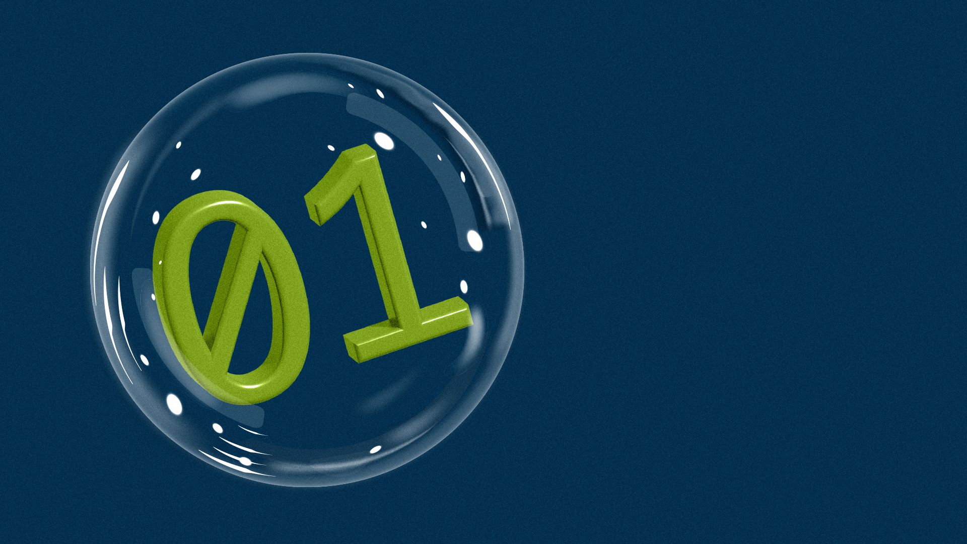 Illustration of 3D binary inside of a bubble.