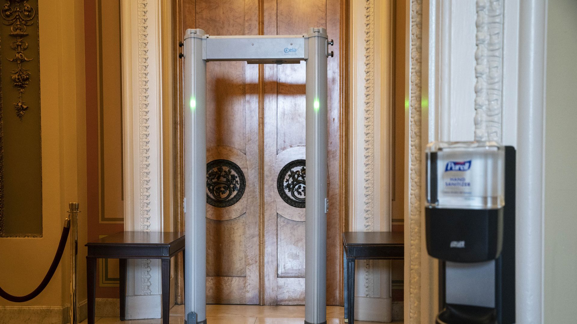 One of the metal detectors outside of the House floor at the Capitol in January 2021.
