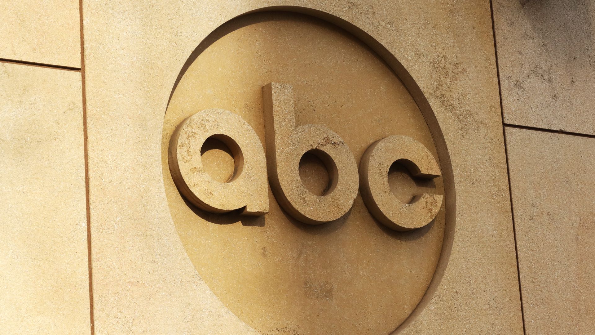 A corporate logo for the ABC television network hangs on the side of their corporate headquarters on April 17, 2024, in New York City. 