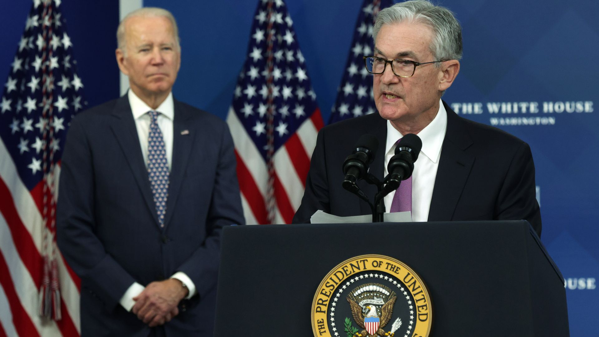 Federal Reserve Chair Jerome Powell and President Biden