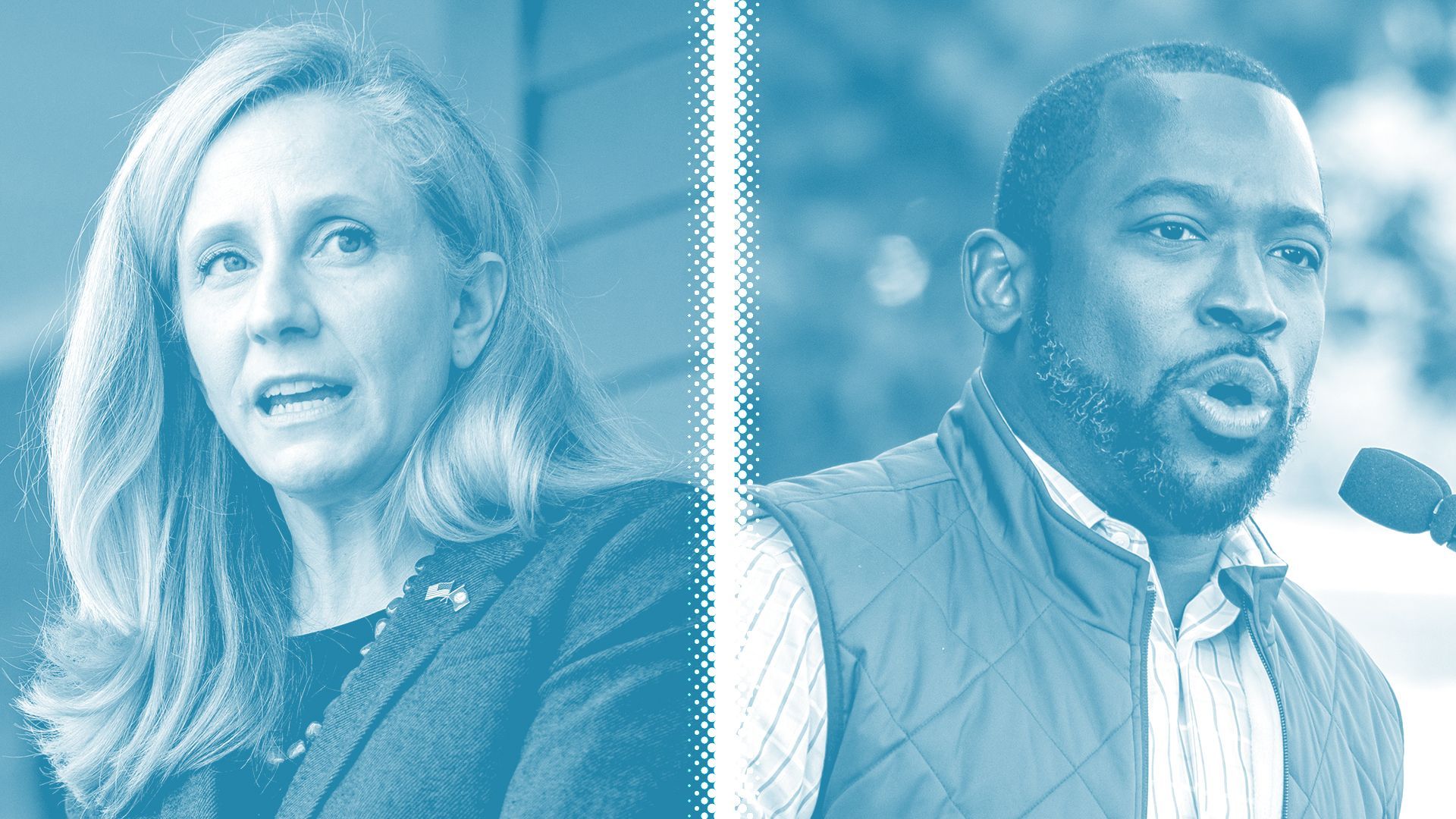Photo illustration of Abigail Spanberger and Levar Stoney.