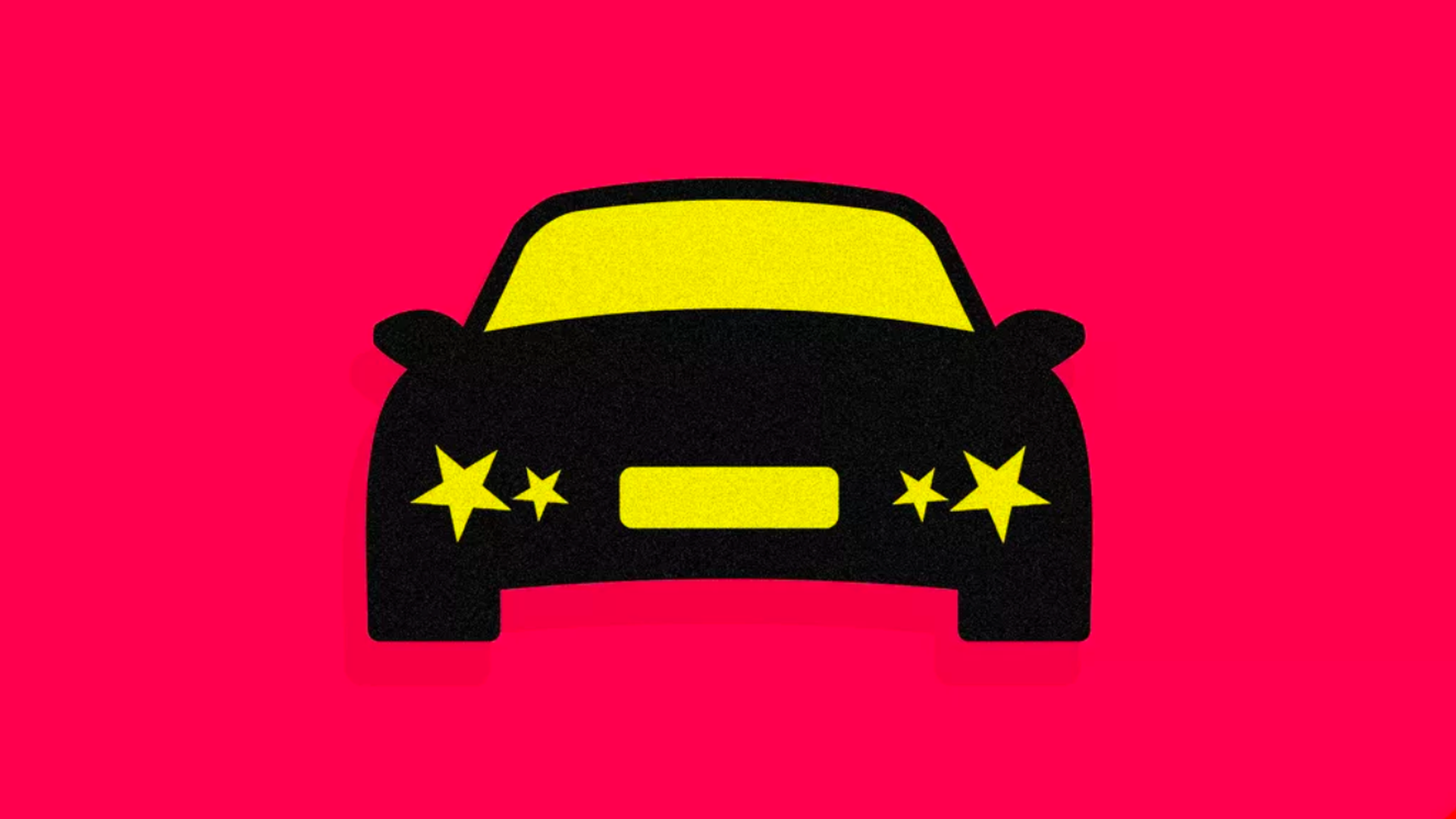 Illustration of a car with headlights in the shape of stars.