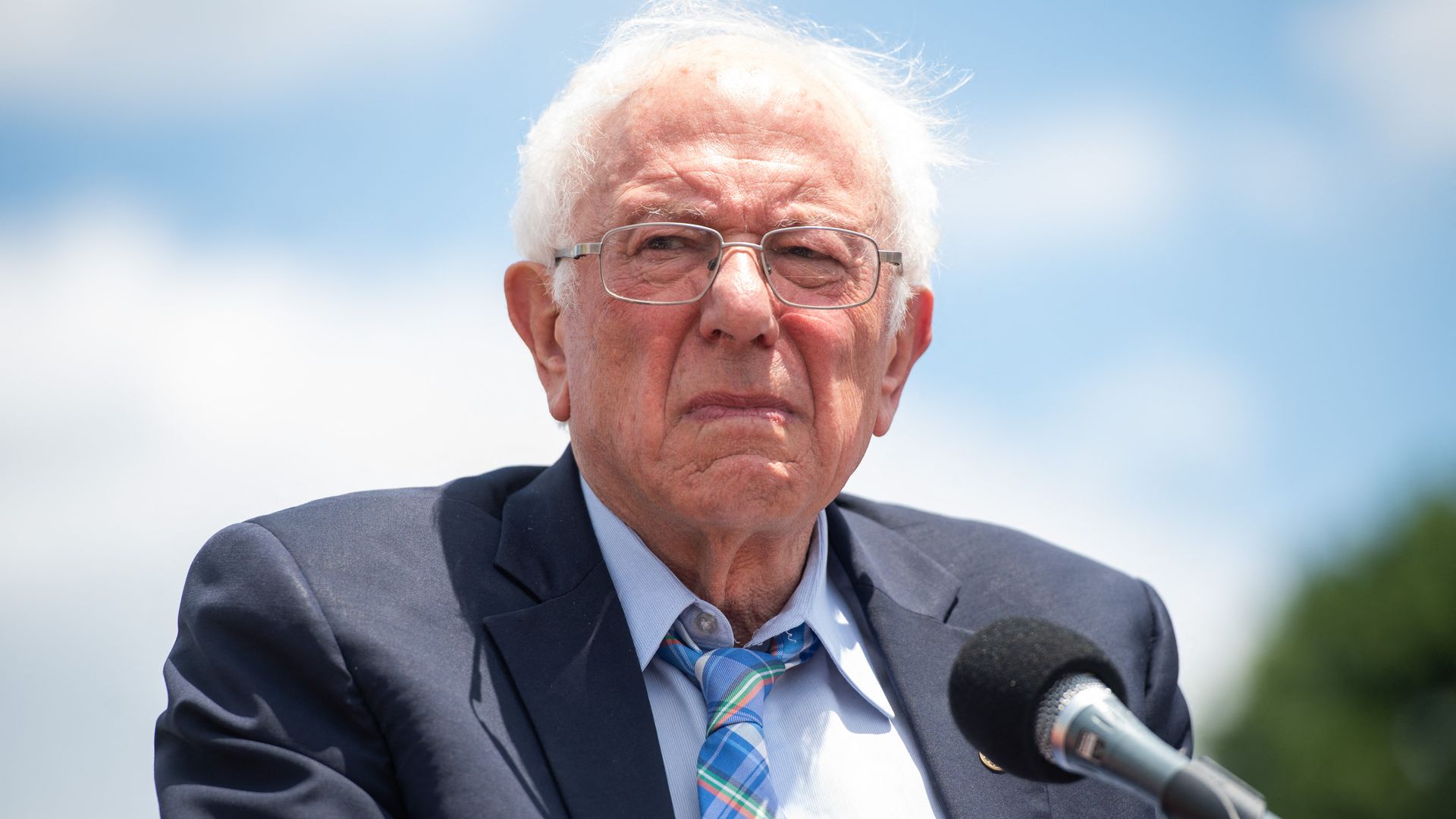 Sen. Bernie Sanders is seen during an outdoor rally in Washington.
