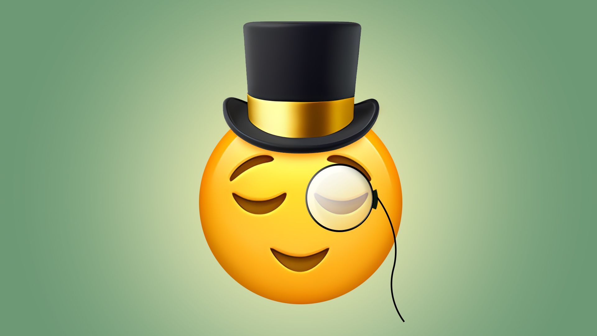 Illustration of a relaxed emoji with a monocle and top hat