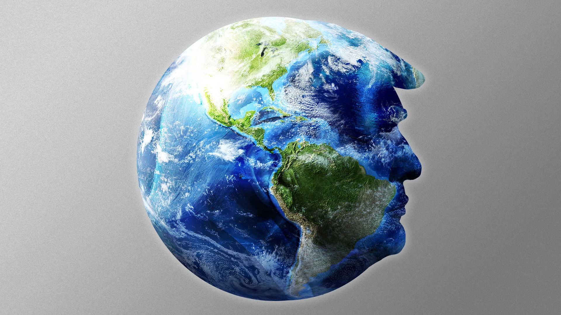 Illustration of the globe in the shape of Donald Trump's profile