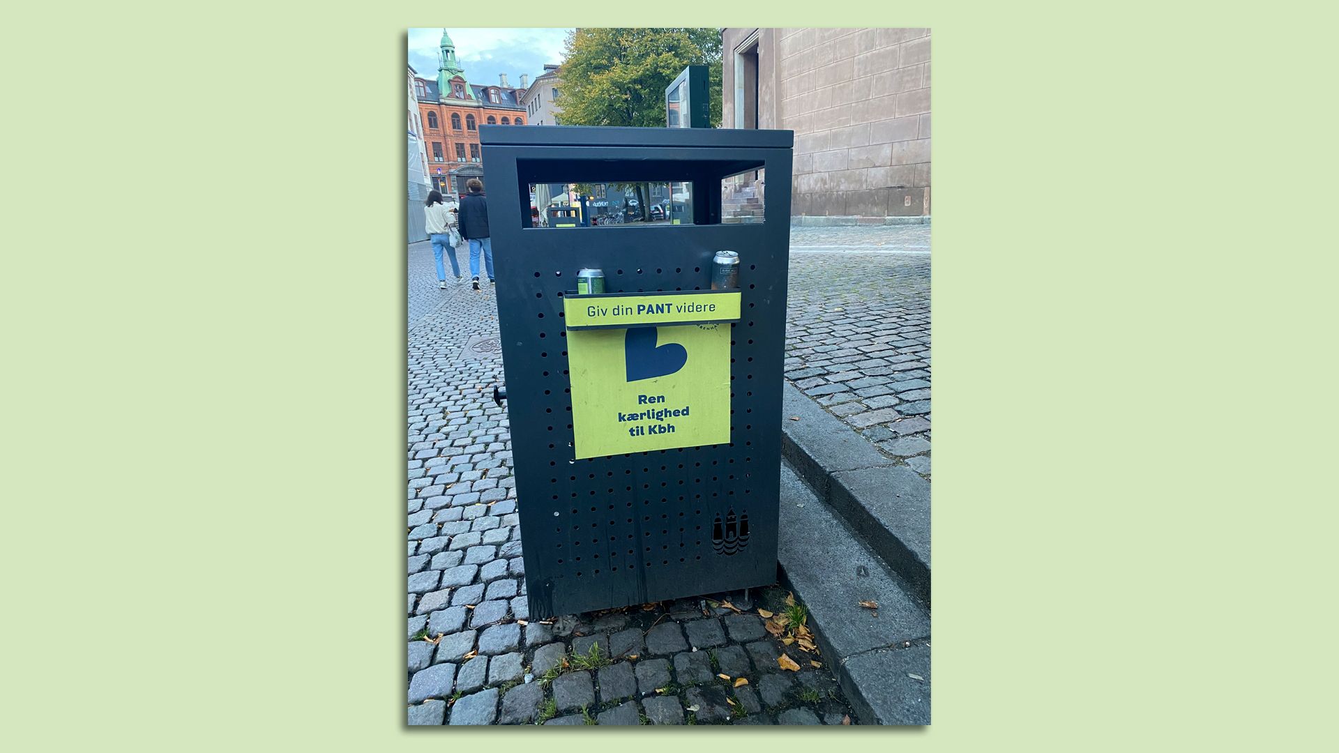 A trash/recycling bin in Copenhagen