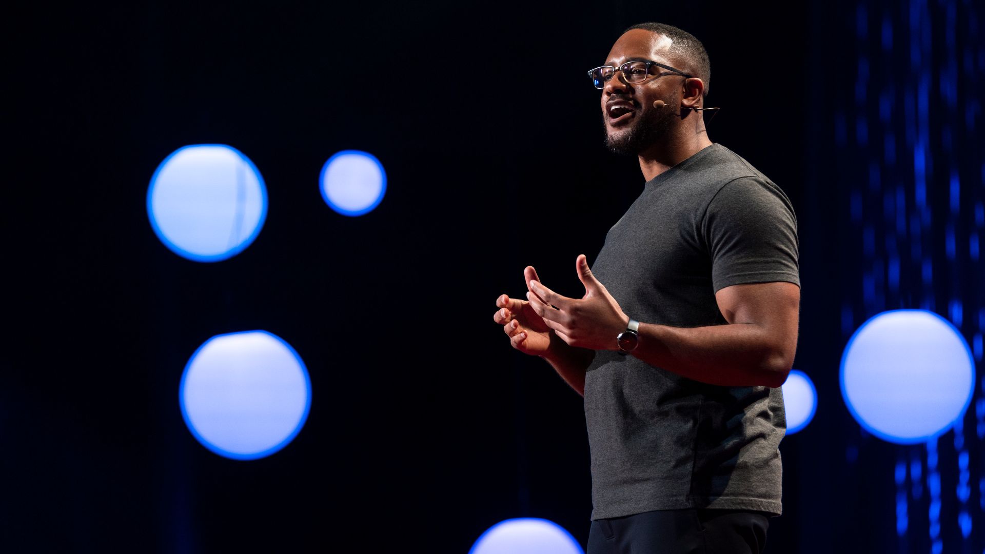 Raheem founder Brandon Anderson speaking at TED2019