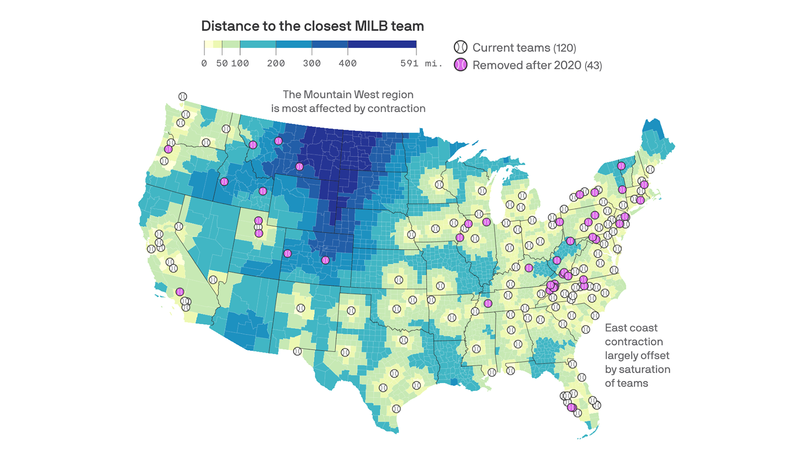 Major League Baseball: the National League East- Map and Chart